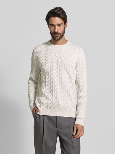 Christian Berg Men Gebreide pullover met ribboorden Offwhite - 4