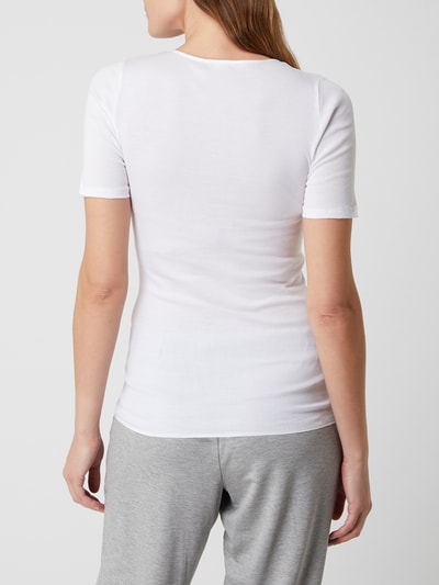 Hanro T-shirt z bawełny model ‘Cotton Seamless’ Biały 5