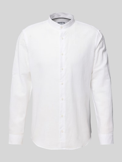 Jake*s Slim Fit Freizeithemd aus Leinen-Baumwoll-Mix Weiss 2