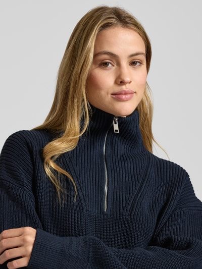 Jake*s Casual Strickpullover mit Troyer-Kragen Dunkelblau 3