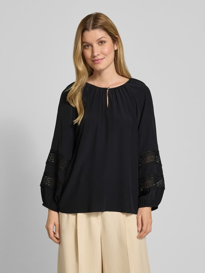 comma Bluzka o kroju regular fit z wiskozy z koronką Czarny 4