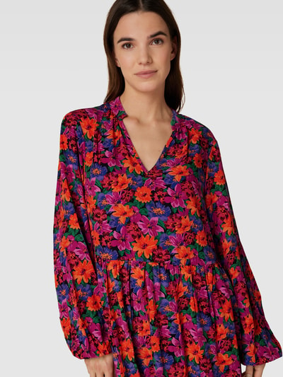 Vila Knielange tuniekjurk van pure viscose met bloemenmotief Fuchsia - 3