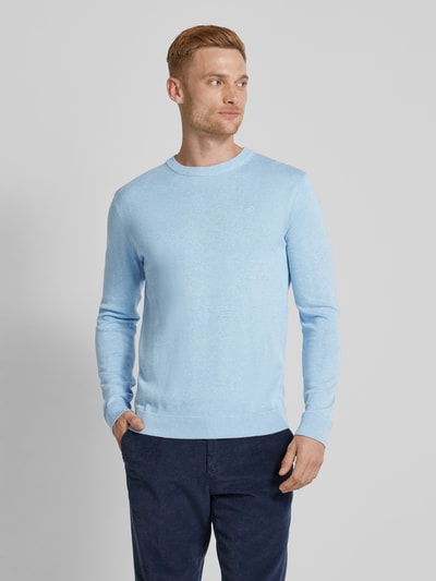 Tom Tailor Strickpullover mit Label-Stitching Modell 'BASIC' Hellblau 4