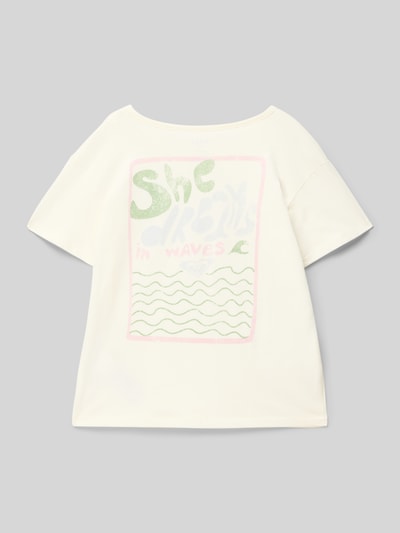 Roxy T-shirt z nadrukiem ze sloganem Écru 3