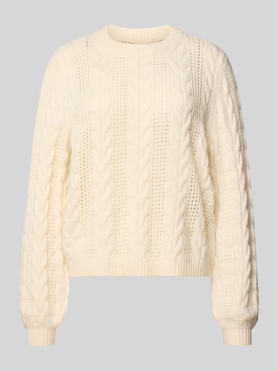 Only Regular Fit Strickpullover aus Viskose-Mix Modell 'RUBINA' Offwhite Melange 2