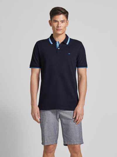 Fynch-Hatton Regular Fit Poloshirt mit Kontraststreifen Marine Melange 4