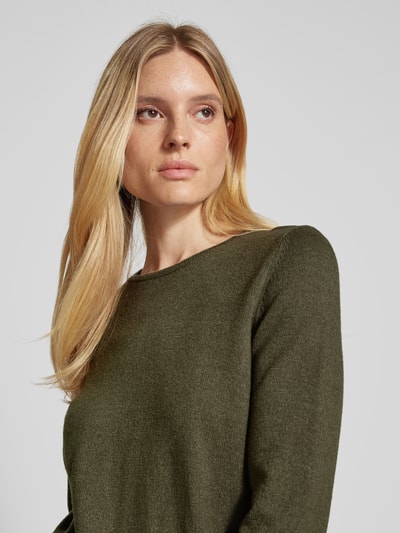 Christian Berg Woman Strickpullover mit gerippten Abschlüssen Oliv Melange 3