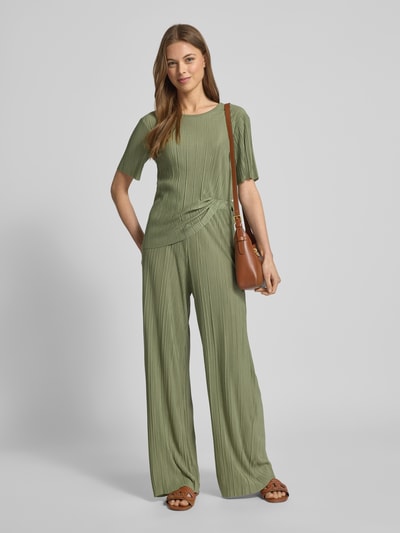 Vila Wide Leg Stoffhose mit Plisseefalten Modell 'PLISA' Khaki 1