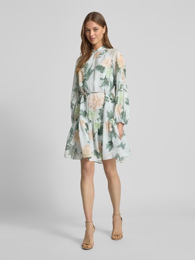 Luisa Cerano Knielange jurk met opstaande kraag Mintgroen - 1