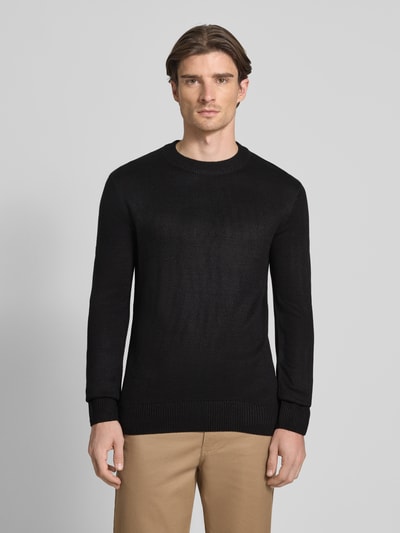 Tom Tailor Denim Regular Fit Strickpullover aus Rippstrick Black 4