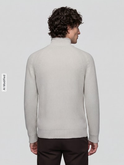 Selected Pullover mit Raglanärmeln aus Wollmix Offwhite 5