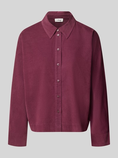 s.Oliver RED LABEL Langarmbluse aus Cord mit Fledermausärmeln Bordeaux 1