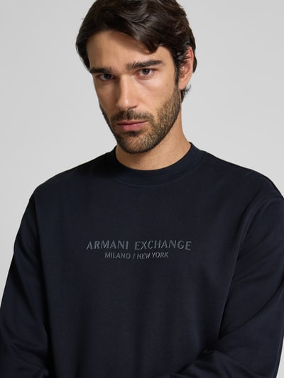 Armani Exchange Sweatshirt met labelprint en ronde hals Marineblauw - 3