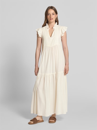 MOS MOSH Midi-jurk in laagjeslook, model 'Waldy' Ecru - 4