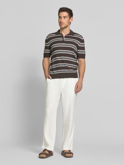 HUGO Straight Fit Schmale Hose aus Leinen-Lyocell-Mix Modell 'CINO' Offwhite 1