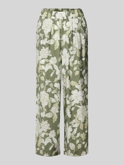 Produktfoto, Loose Fit Culotte aus Viskose-Mix von s.Oliver RED LABEL, Optik: Unifarben mit floralen Mustern, Materialverarbeitung: Popeline, seitliche Eingrifftaschen, elastischer Bundabschluss, glatte Textur