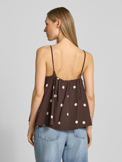 Jake*s Casual Blousetop met diepe ronde hals Donkerbruin - 5