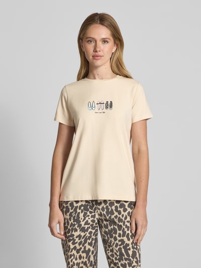 comma T-Shirt mit Motiv-Print Taupe 4