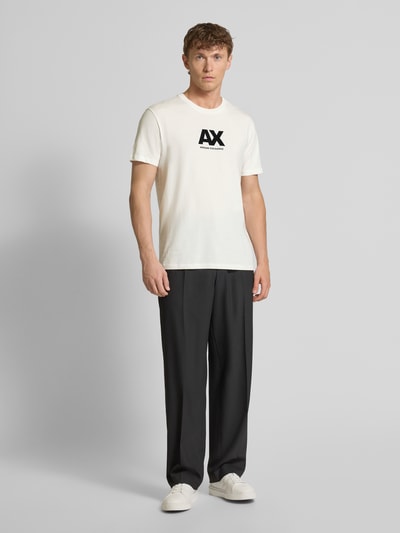 ARMANI EXCHANGE T-shirt o kroju regular fit z czystej bawełny z nadrukiem z logo Biały 1
