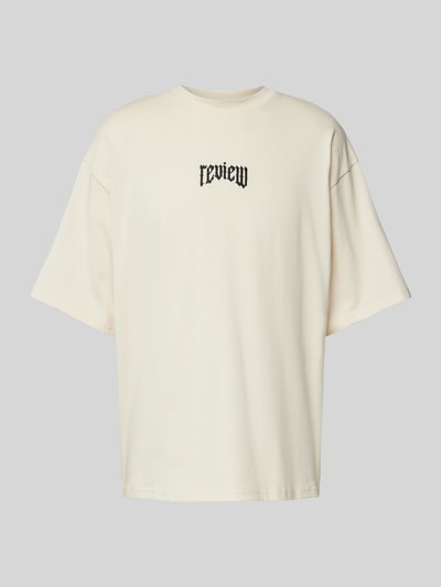 REVIEW T-shirt o kroju oversized z okrągłym dekoltem Écru 2