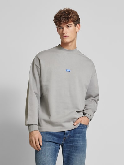 Hugo Blue Sweatshirt mit Label-Patch Modell 'Nedro' Hellgrau 4