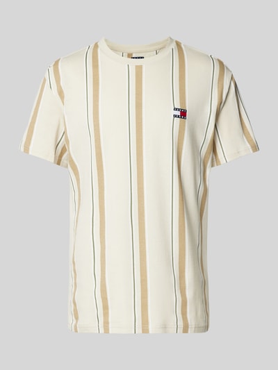 Tommy Jeans Regular Fit T-Shirt aus reiner Baumwolle mit Label Stitching Beige 2