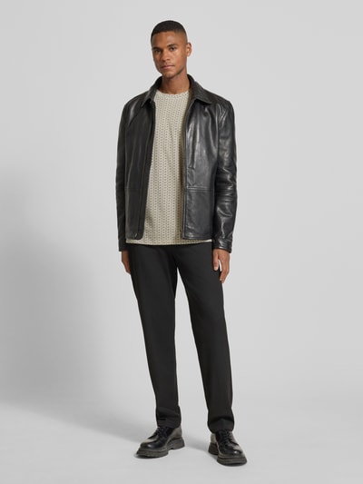 ARMANI EXCHANGE T-shirt met geribde ronde hals Taupe - 1