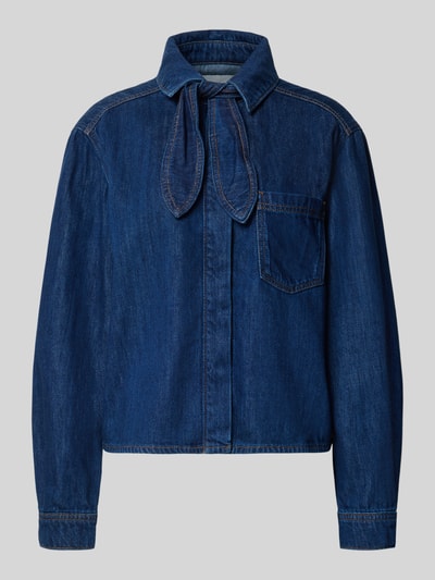 Produktfoto, Relaxed Fit Jeansbluse aus Baumwoll-Lyocell-Mix von Marc O'Polo DENIM in dunklem Blau, klassische Form, sichtbare Brusttasche
