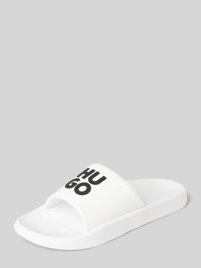HUGO Slippers met labelprint, model 'Nil' Wit - 1