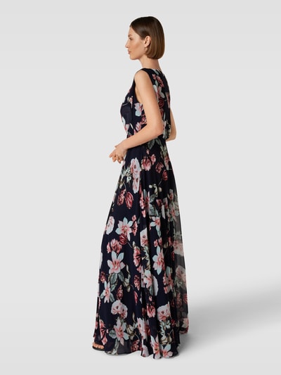 Christian Berg Cocktail Abendkleid mit floralem Allover-Muster Marine Melange 1