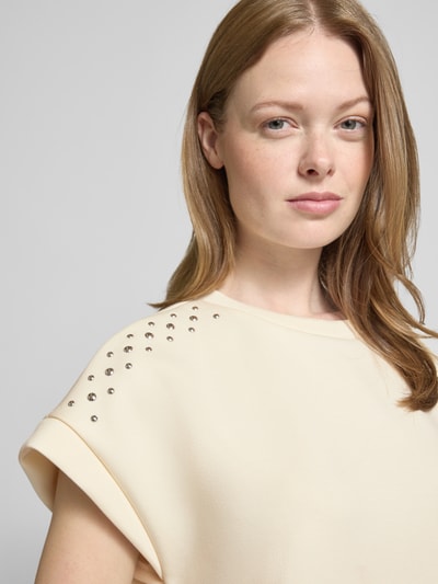 Zero Strickshirt mit Viskose-Anteil und Nietenbesatz Beige 3