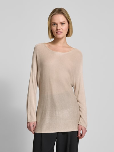 s.Oliver BLACK LABEL Relaxed Fit Feinstrickpullover aus Viskose-Mix mit Fledermausärmeln Sand 4