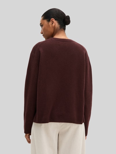 Marc O'Polo Sweter o kroju loose fit z czystej wełny Ciemnoczerwony 5