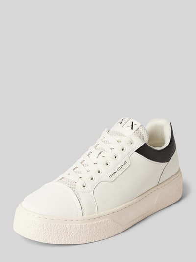 ARMANI EXCHANGE Leren sneakers met labelprint, model 'Lion' Wit - 1