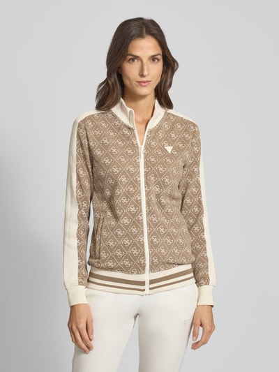 GUESS Activewear Sweatjacke mit Reißverschluss Taupe 4
