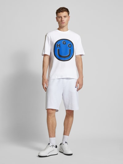 Hugo Blue T-Shirt mit Label-Print Modell 'Nimper' Weiss 1
