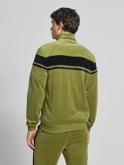 SERGIO TACCHINI Bluza rozpinana ze stójką i wyhaftowanym logo model ‘DAMARINDO’ Oliwkowy 5