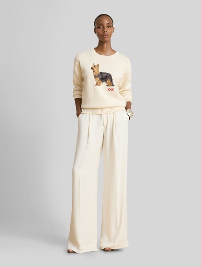 Lauren Ralph Lauren Pullover mit Hundemotiv-Intarsie aus reiner Baumwolle Ecru 1
