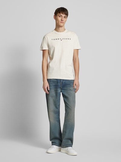 Tommy Jeans T-Shirt mit Label-Print Offwhite Melange 1