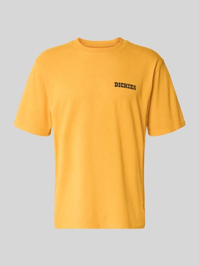 Produktfoto, T-Shirt mit Logo Modell 'DARRTOWN' von Dickies, bawełna, krój relaxed fit, okrągły dekolt, kolor żółty, długość tyłu w rozmiarze M 72 cm
