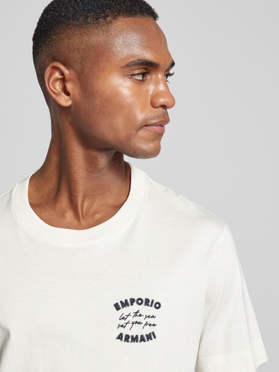 Emporio Armani T-Shirt mit Label-Stitching Offwhite 3