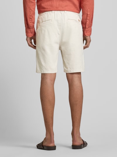 BOSS Orange Tapered Fit Leinenshorts mit elastischem Bund Sand 5