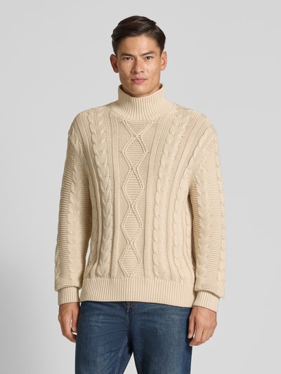 SELECTED HOMME Regular Fit Rollkragenpullover aus reiner Baumwolle Modell 'UFFE' Offwhite 4