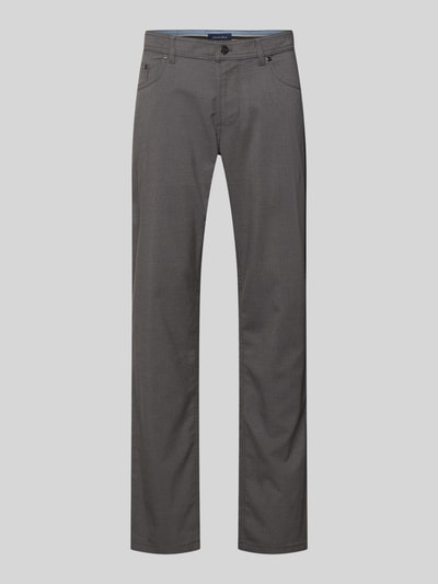 Produktfoto, Chino mit 5-Pocket-Design von Christian Berg Men in Grau, gerader Schnitt, Viskose-Mix, feine Struktur, frontale Ansicht