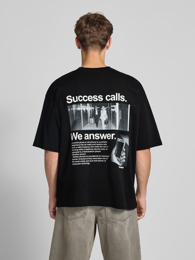 REVIEW T-shirt met geribde ronde hals Zwart - 5