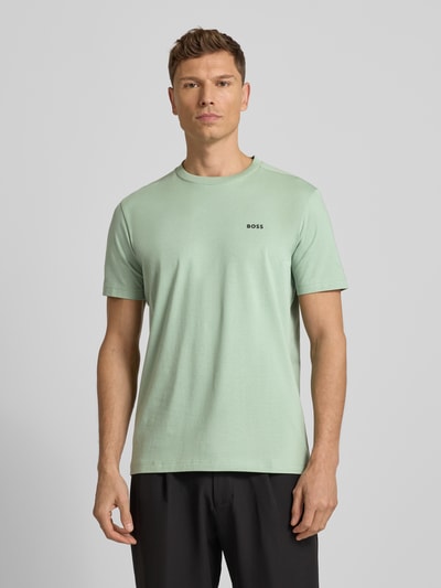 BOSS Green Regular fit T-shirt van katoenmix Mintgroen - 4