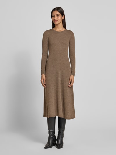 Lauren Ralph Lauren Midikleid aus Wolle mit Rundhalsausschnitt Modell 'VORLEY' Taupe 4
