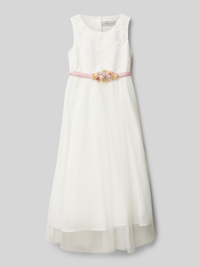 Une Hautre Couture Kleid mit floraler Applikation Offwhite 1