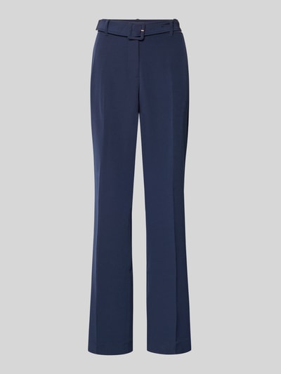 Produktfoto, Hose mit Gürtel Modell 'LEILA' von Guess aus dunkelblauem Material-Mix mit Stretch, Flared Cut, glatte Textur