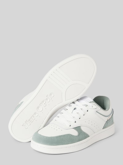 Marc O'Polo Lage sneakers met details van wildleer Lindegroen - 4